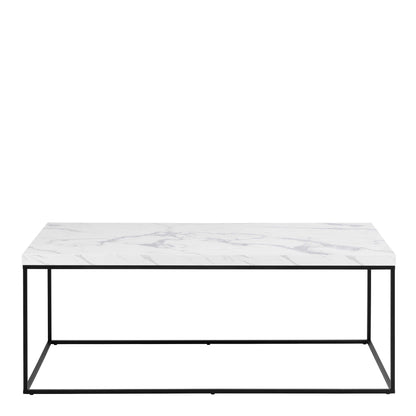 Hazelmere White Marble Carrara Coffee Table Black Metal Legs