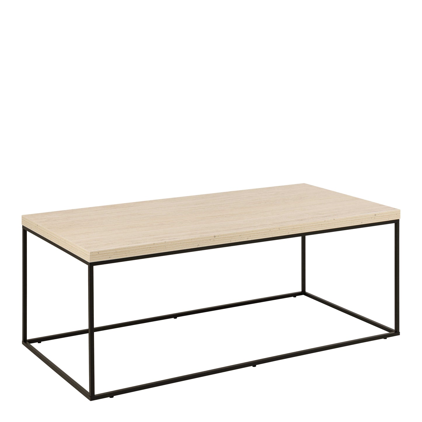 Hazelmere Travertine Table Black Metal Legs