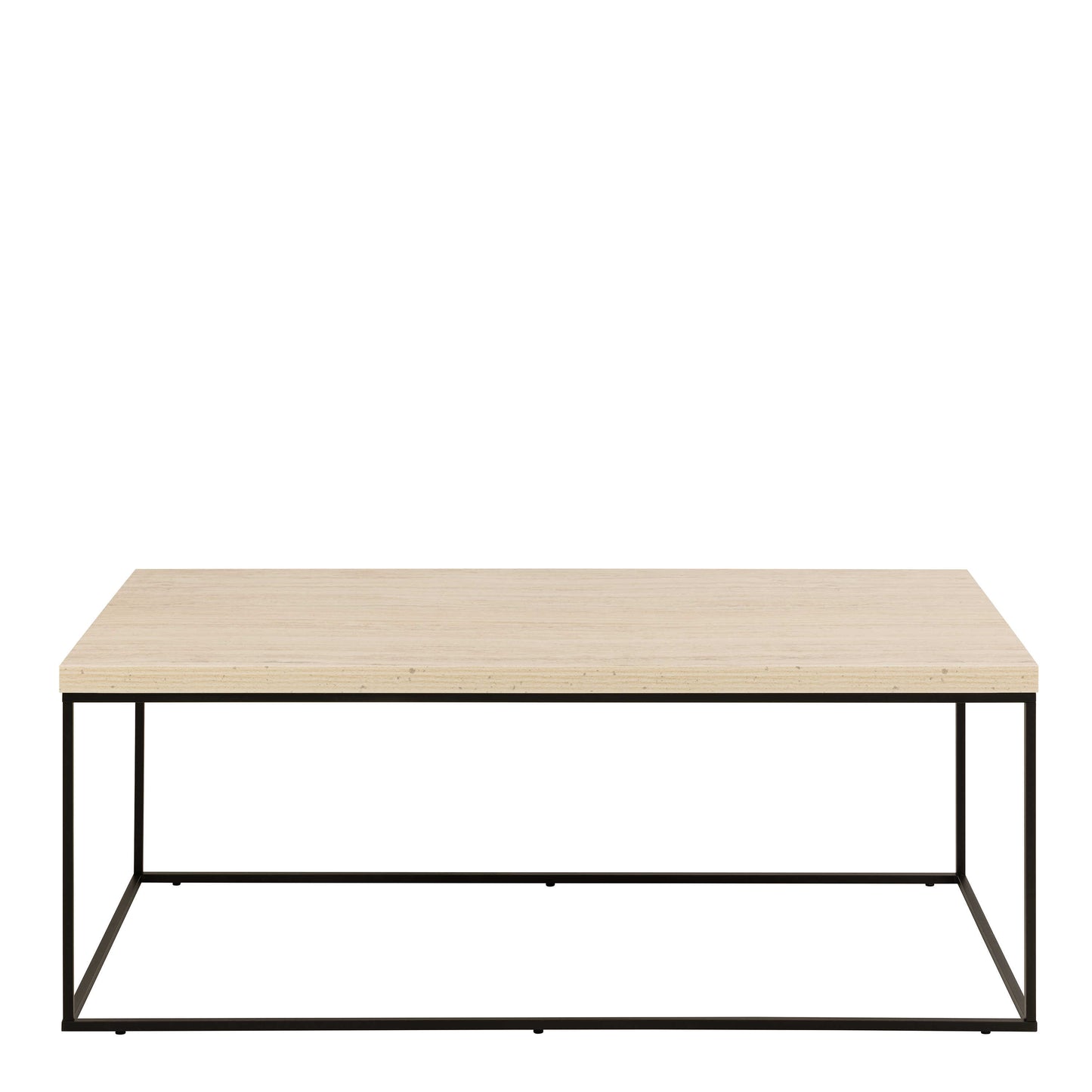 Hazelmere Travertine Table Black Metal Legs