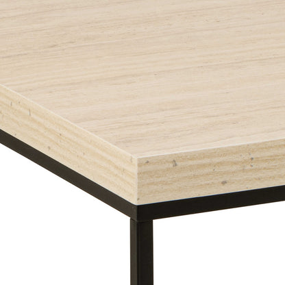 Hazelmere Travertine Table Black Metal Legs