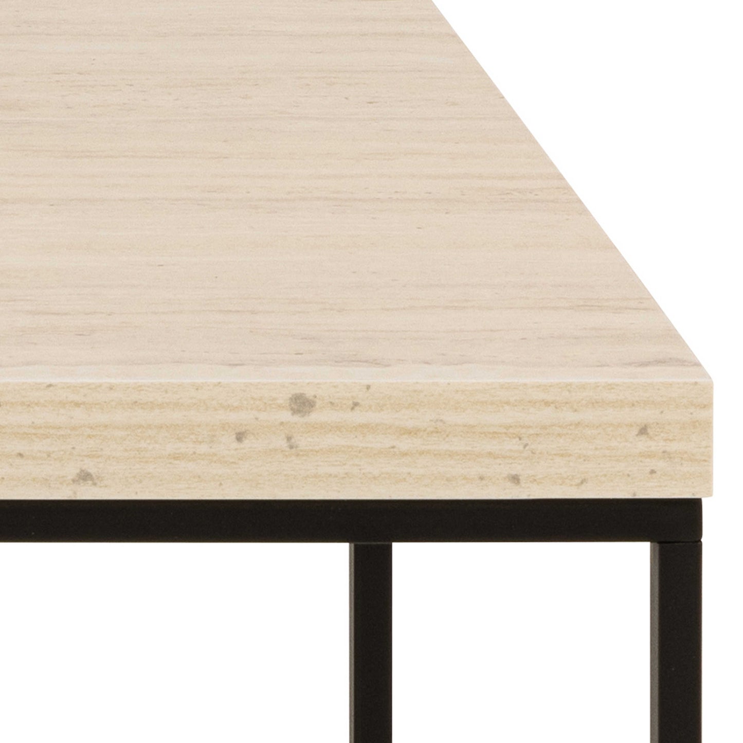Hazelmere Travertine Table Black Metal Legs