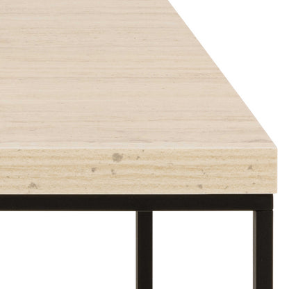 Hazelmere Travertine Table Black Metal Legs