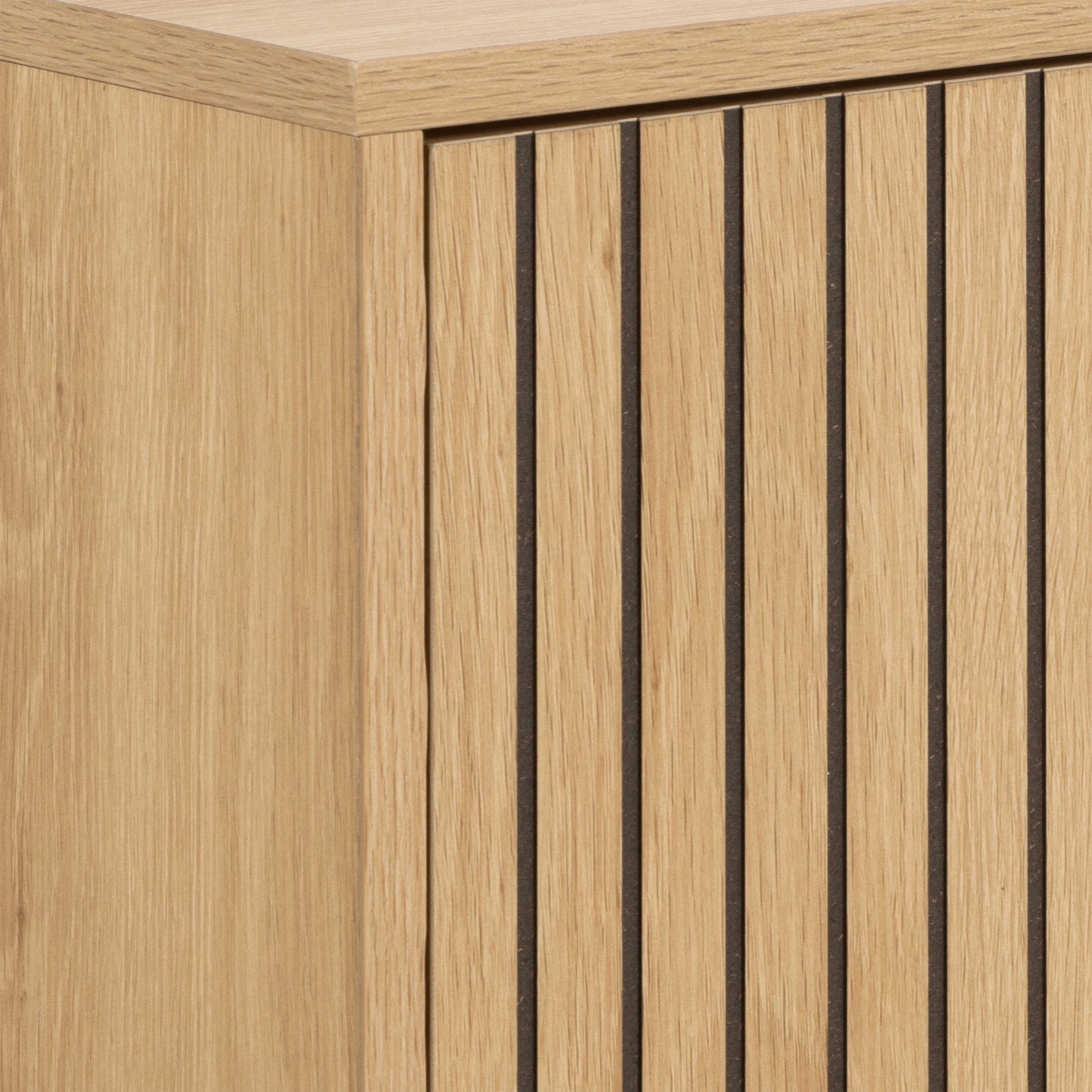 Bjork Natural Oak Wood and Black Panelled Shoe Cabinet 1 Door