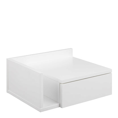Sydney 1 Drawer Wall Mounted White Square Bedside Table