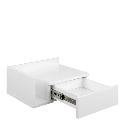 Sydney 1 Drawer Wall Mounted White Square Bedside Table