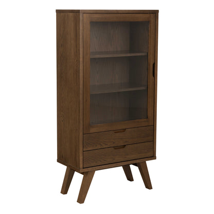 Kotka Dark Oak Wood Display Cabinet 2 Drawers 2 Shelves