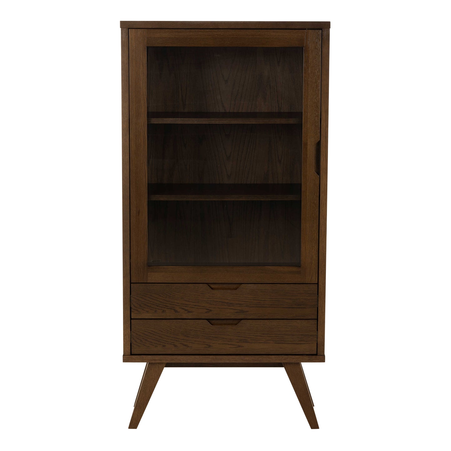 Kotka Dark Oak Wood Display Cabinet 2 Drawers 2 Shelves