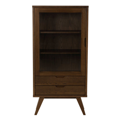 Kotka Dark Oak Wood Display Cabinet 2 Drawers 2 Shelves