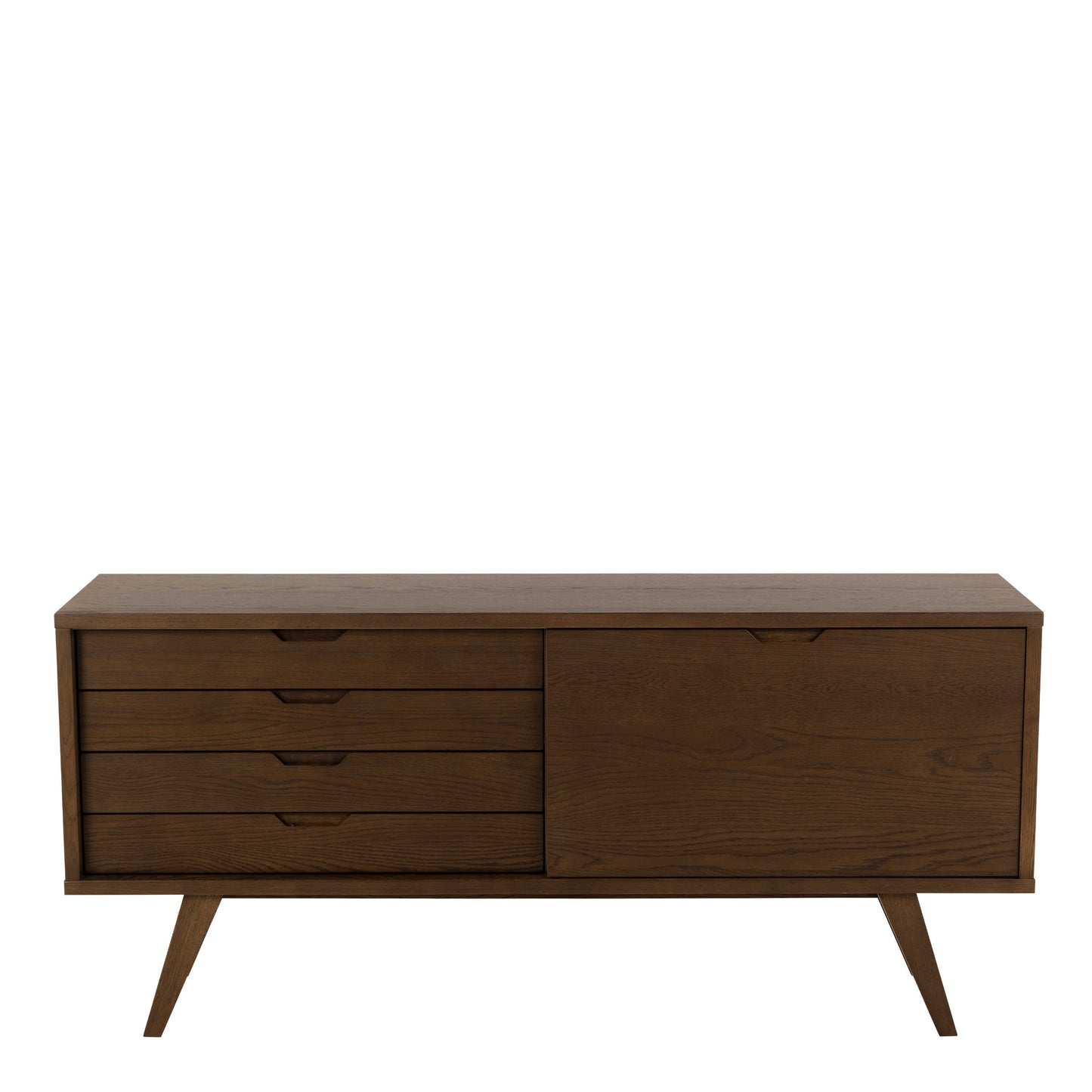 Jyvaskyla Dark Oak Wood Sideboard 4 Drawers 1 Sliding Door