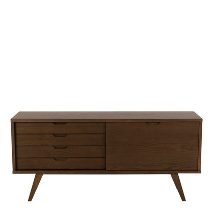 Jyvaskyla Dark Oak Wood Sideboard 4 Drawers 1 Sliding Door