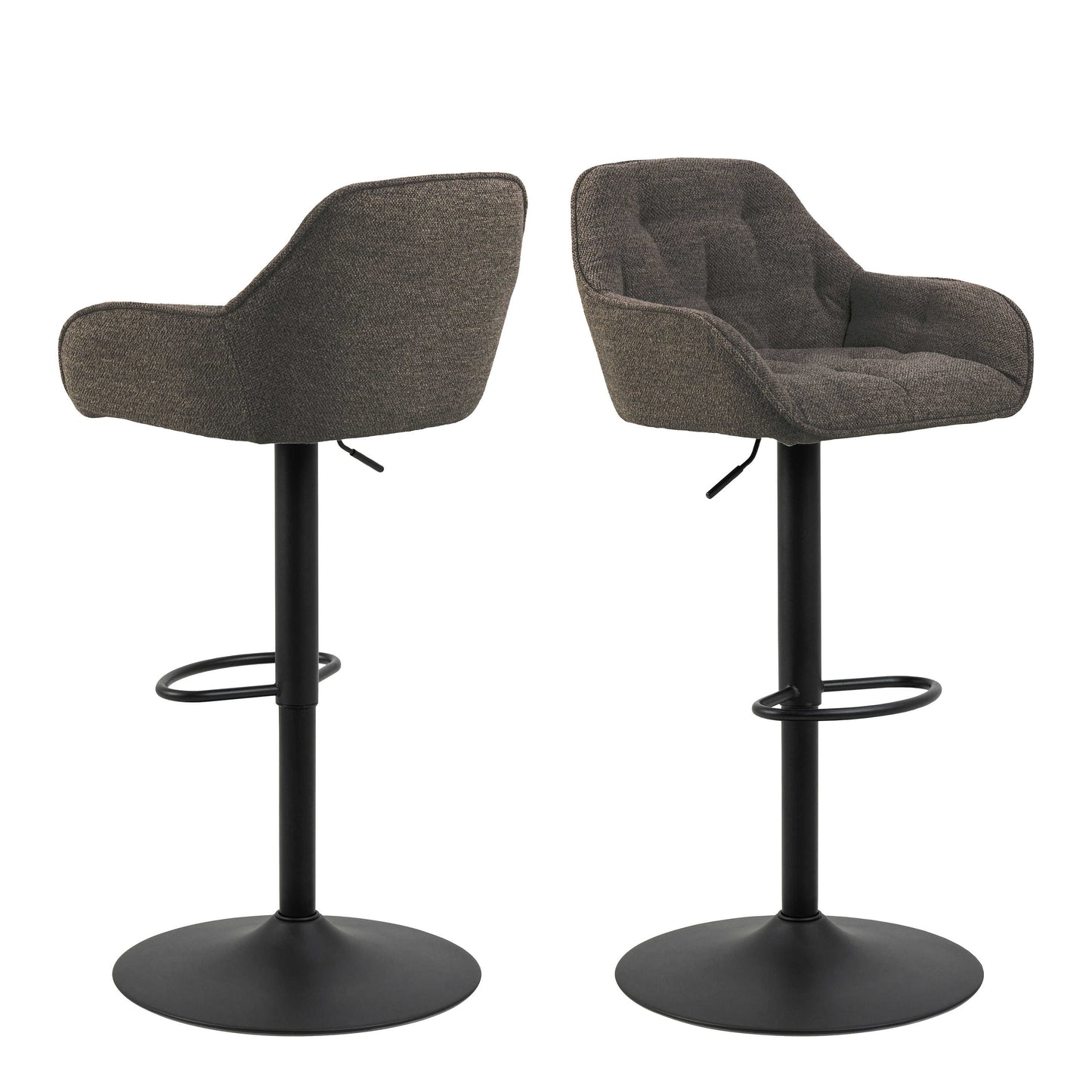Buttonfern Set of 2 Vintage Brown Diamond Upholstered Swivel Bar Stool