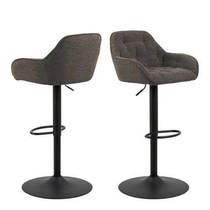 Buttonfern Set of 2 Vintage Brown Diamond Upholstered Swivel Bar Stool