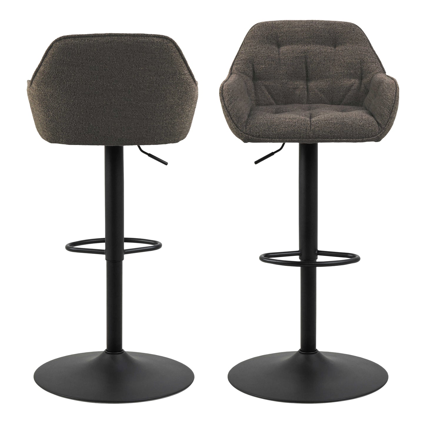 Buttonfern Set of 2 Vintage Brown Diamond Upholstered Swivel Bar Stool