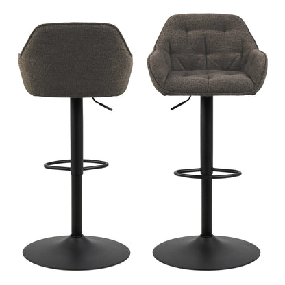 Buttonfern Set of 2 Vintage Brown Diamond Upholstered Swivel Bar Stool