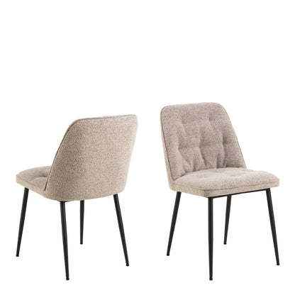Buttonfern Set of 2 Beige Diamond Upholstered Dining Chairs