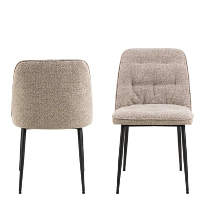 Buttonfern Set of 2 Beige Diamond Upholstered Dining Chairs