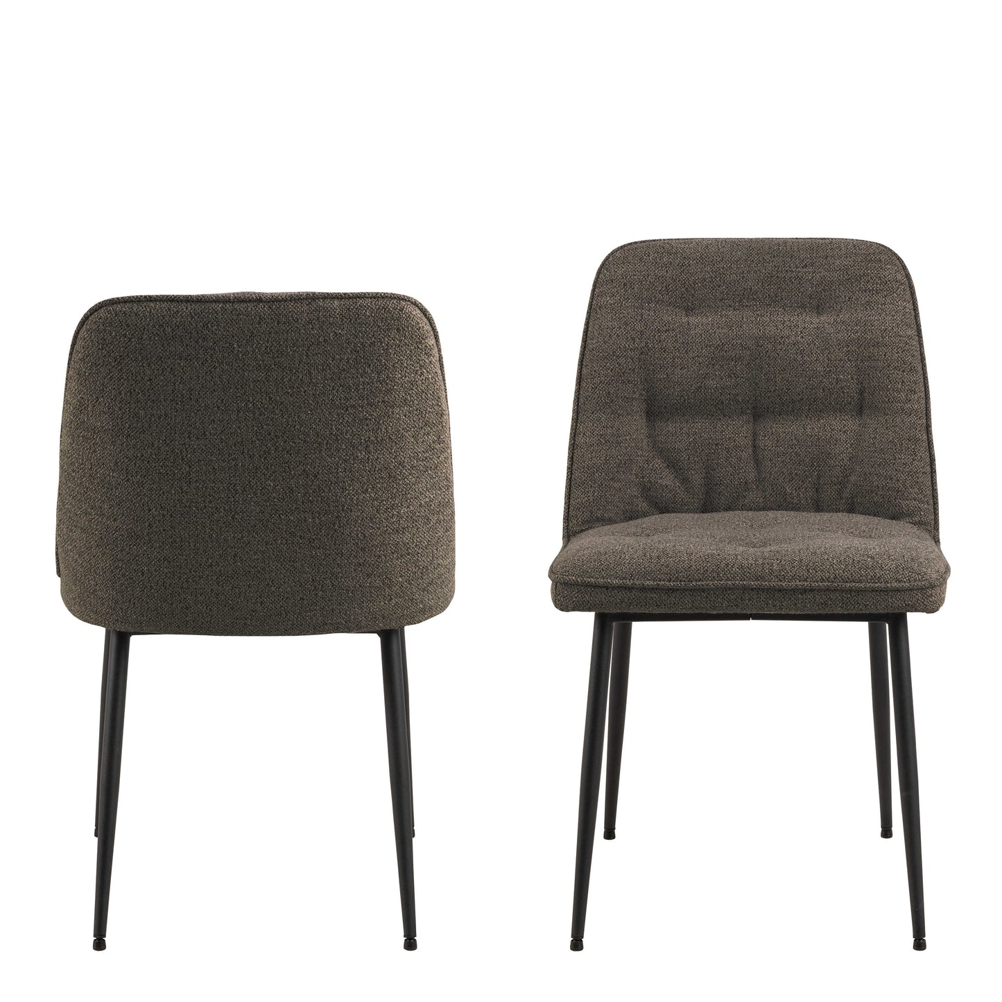 Buttonfern Set of 2 Vintage Brown Diamond Upholstered Dining Chairs