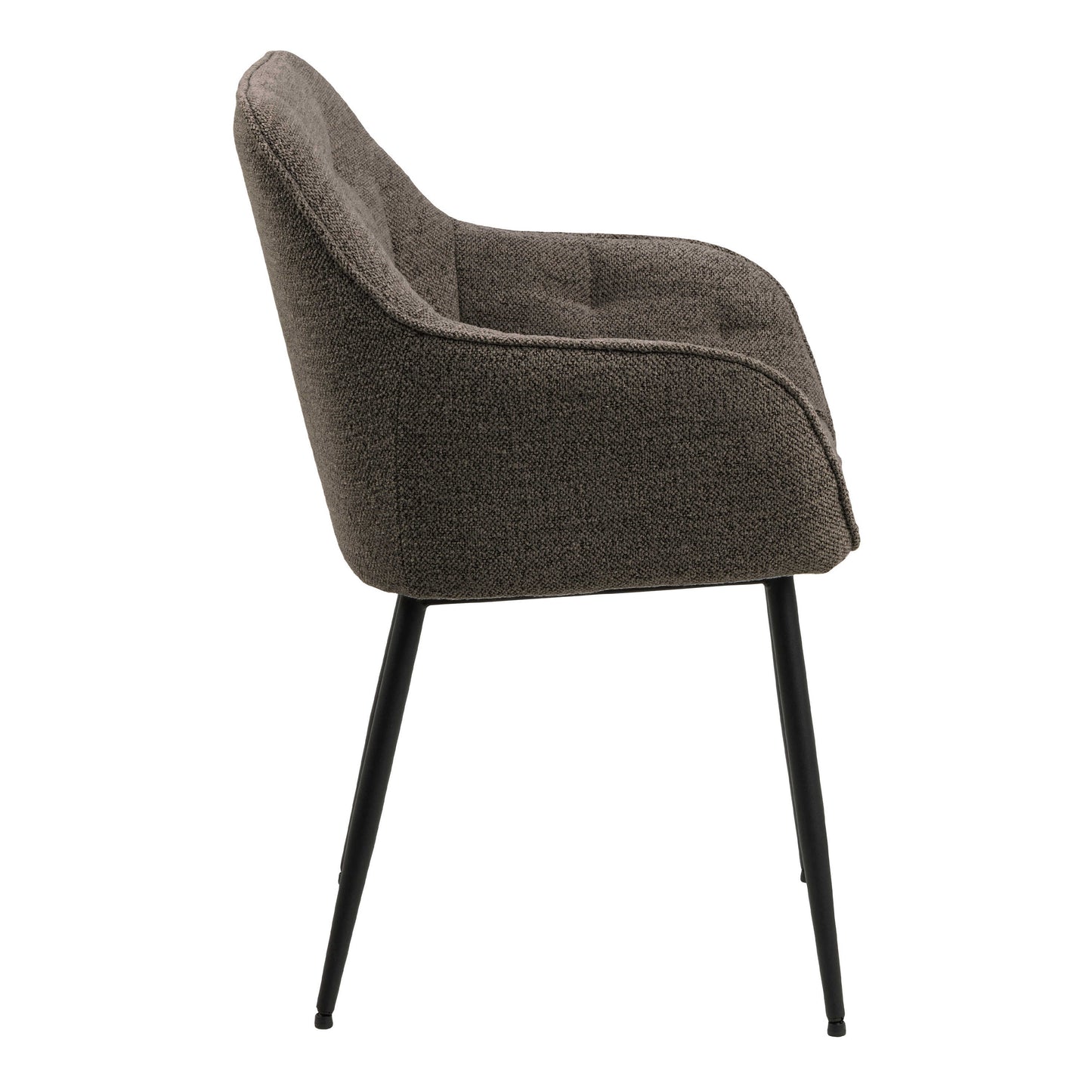 Buttonfern Set of 2 Vintage Brown Diamond Upholstered Dining Chairs with Armrest