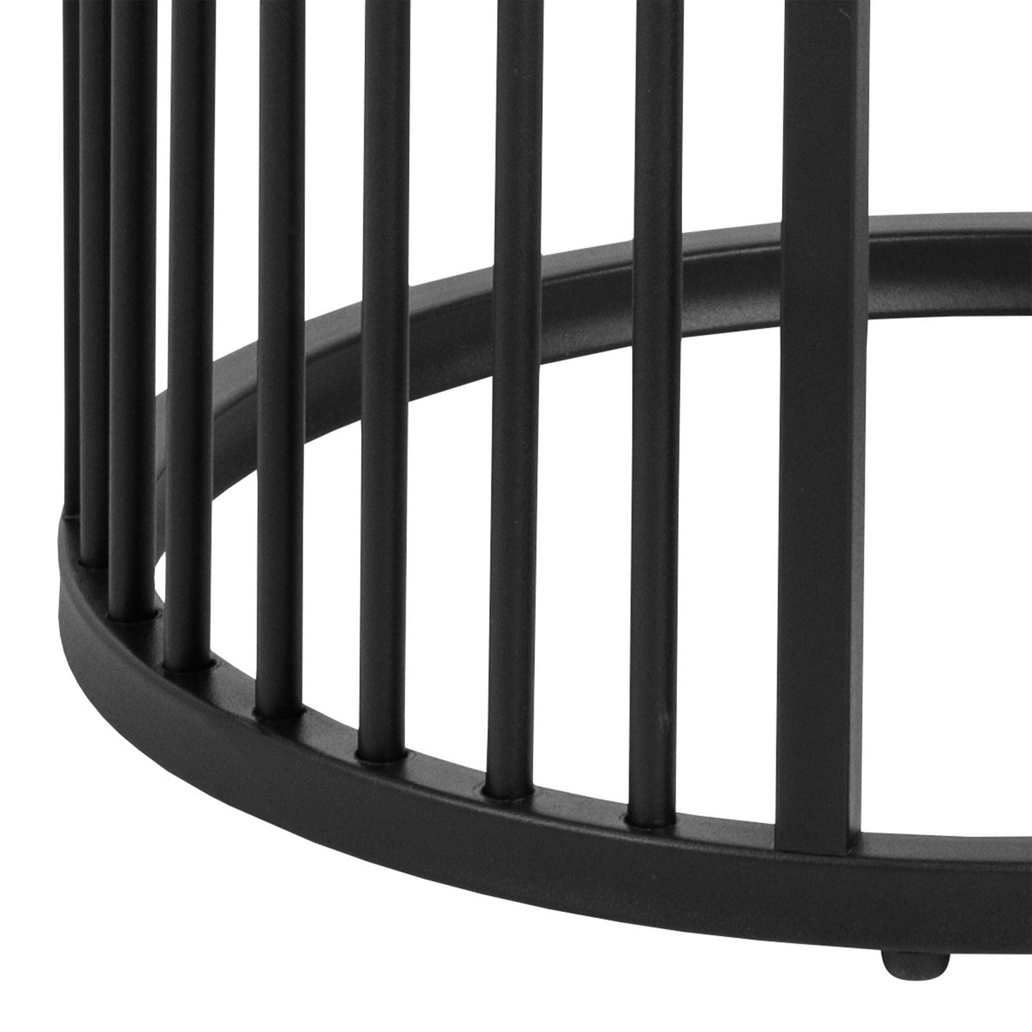 Dublin Black Marble Effect Round Bedside Table with Black Steel Frame