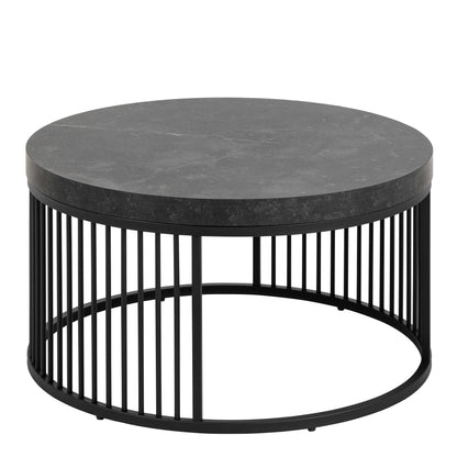 Dublin Black Marble Effect Round Coffee Table with Black Steel Base