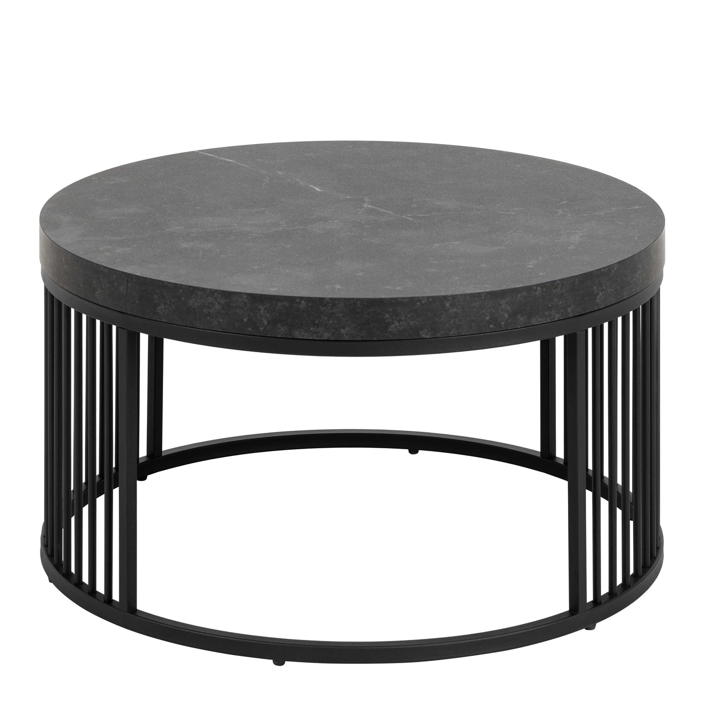 Dublin Black Marble Effect Round Coffee Table with Black Steel Base