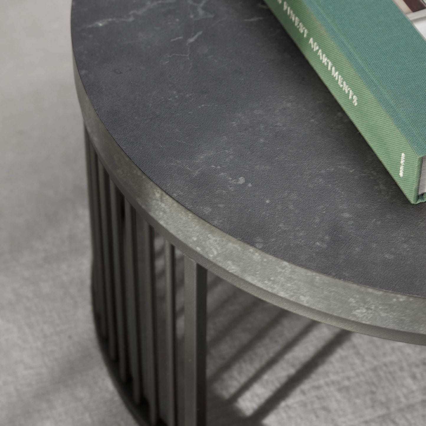 Dublin Black Marble Effect Round Coffee Table with Black Steel Base