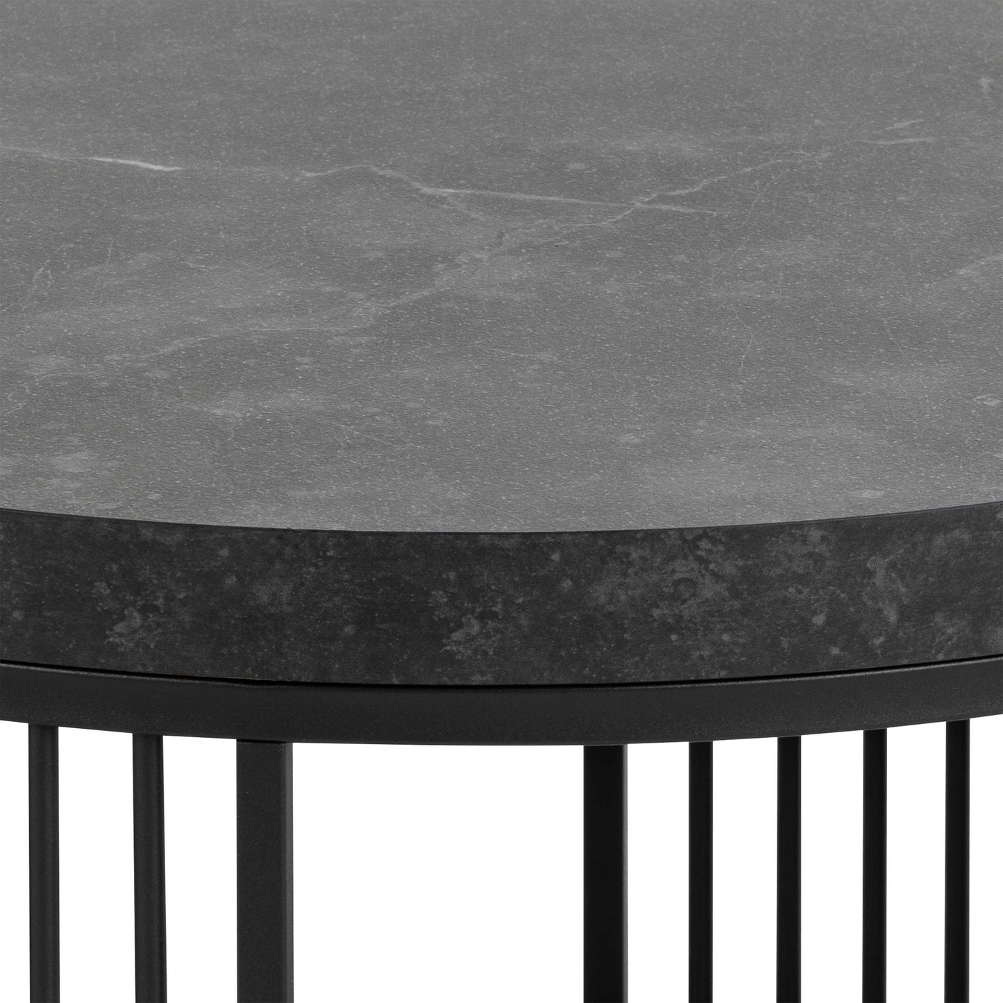 Dublin Black Marble Effect Round Coffee Table with Black Steel Base