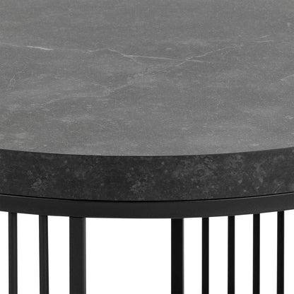 Dublin Black Marble Effect Round Coffee Table with Black Steel Base