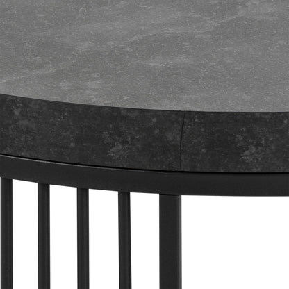 Dublin Black Marble Effect Round Coffee Table with Black Steel Base