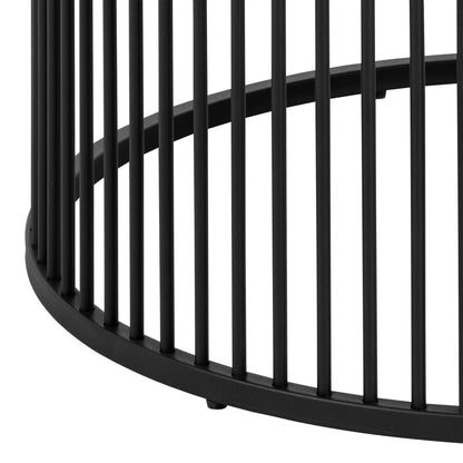 Dublin Black Marble Effect Round Coffee Table with Black Steel Base