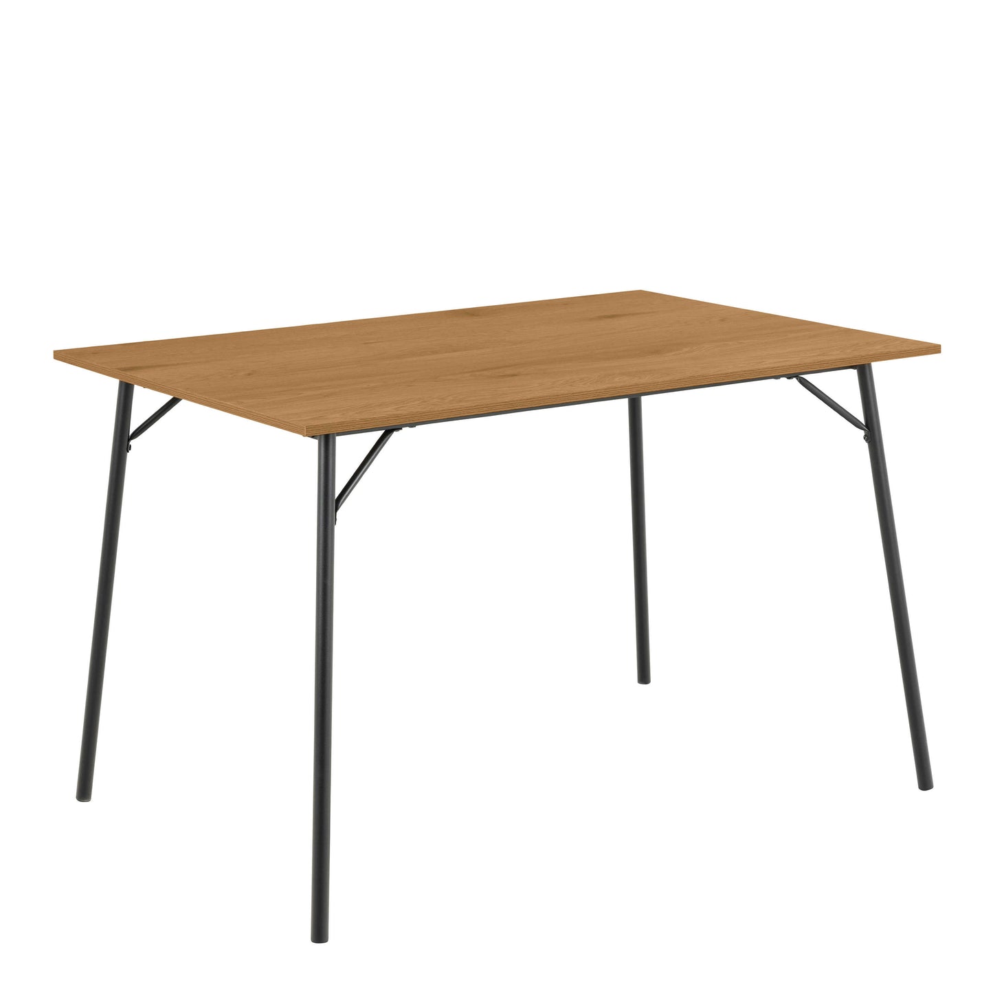 Lagos 4 Seater Rectangular Natural Wild Oak and Black Metal Dining Table