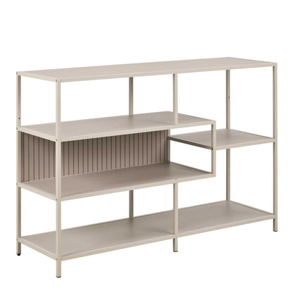 Paris Wide Grey Metal Bookcase 4 Shelves