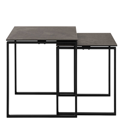 Durban Square Black Ceramic Nesting Coffee Table Set