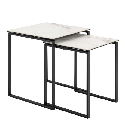 Durban Square White Ceramic Nesting Coffee Table Set