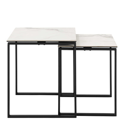 Durban Square White Ceramic Nesting Coffee Table Set