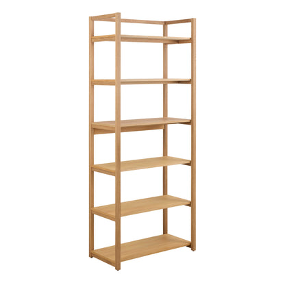 Kigali Rectangular 6 Shelves Oak Bookcase