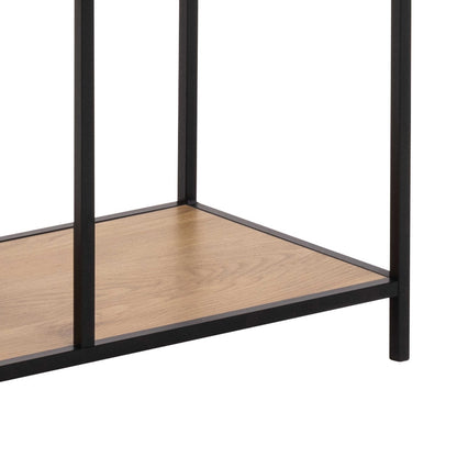 Galway Tall Oak Wood and Metal 2 Drawer 4 Shelves Bookcase