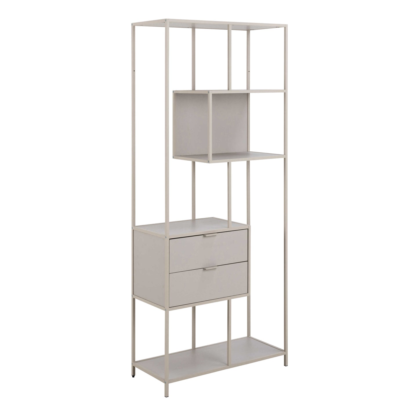Fort Worth Tall Grey Metal 2 Drawer Bookcase 4 Shelves