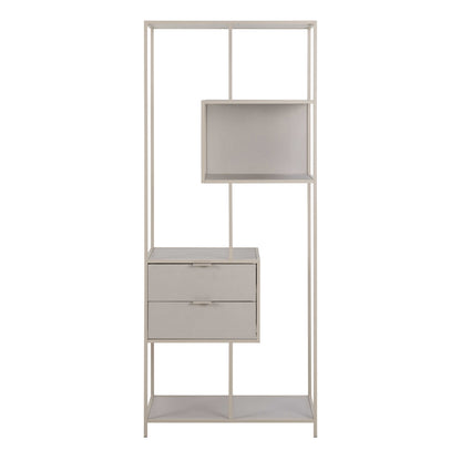 Fort Worth Tall Grey Metal 2 Drawer Bookcase 4 Shelves