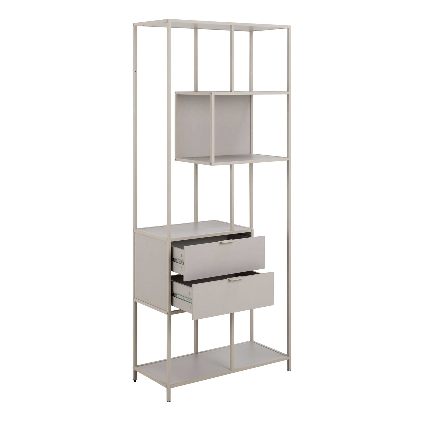 Fort Worth Tall Grey Metal 2 Drawer Bookcase 4 Shelves