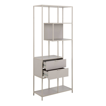 Fort Worth Tall Grey Metal 2 Drawer Bookcase 4 Shelves