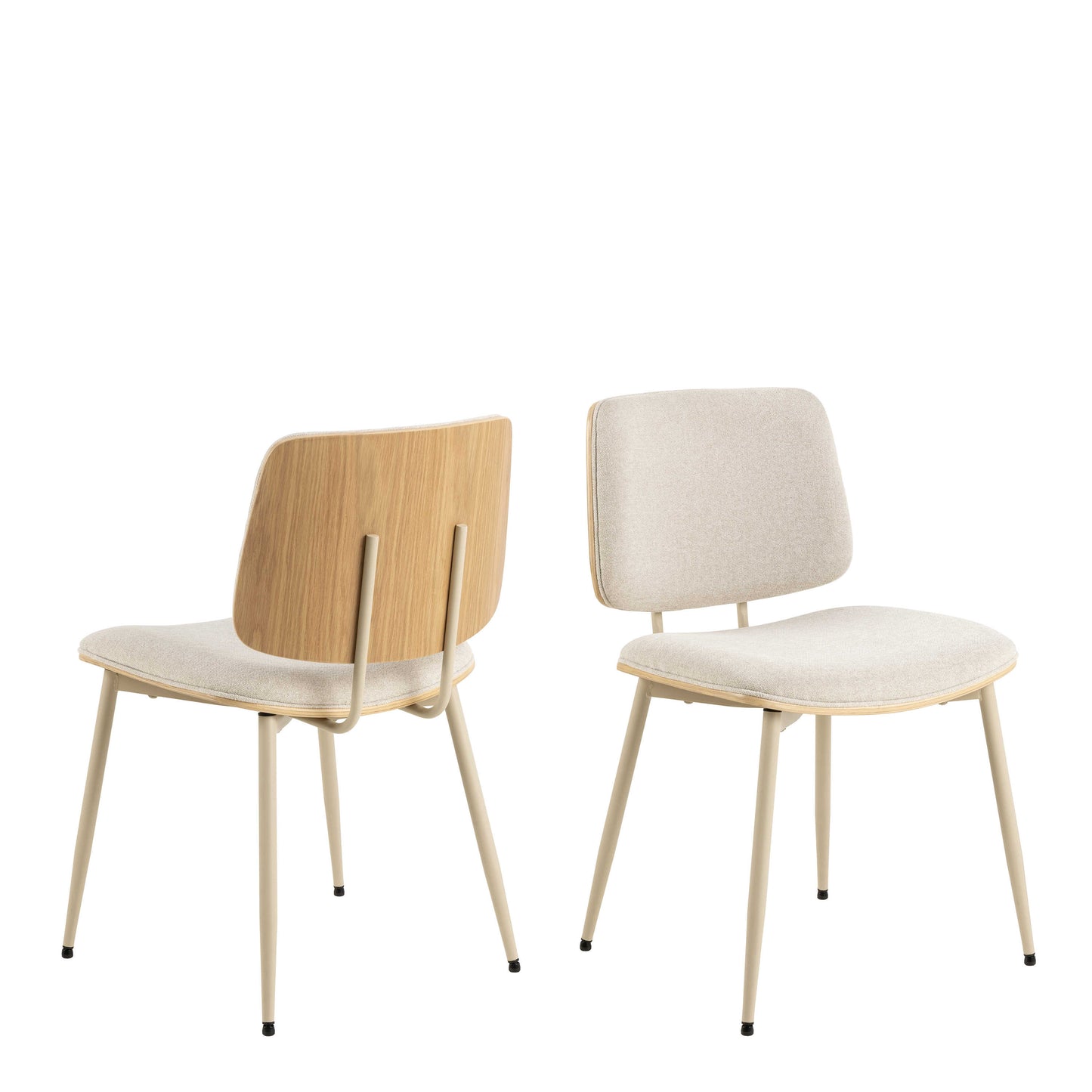 Set of 2 Nairobi Dining Chair Beige Chenille and Oak Veneer