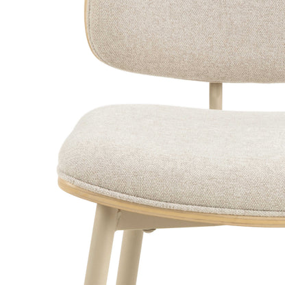 Set of 2 Nairobi Dining Chair Beige Chenille and Oak Veneer