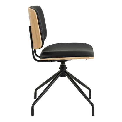 Set of 2 Nairobi Swivel Dining Chairs Black Veneer and Faux Leather