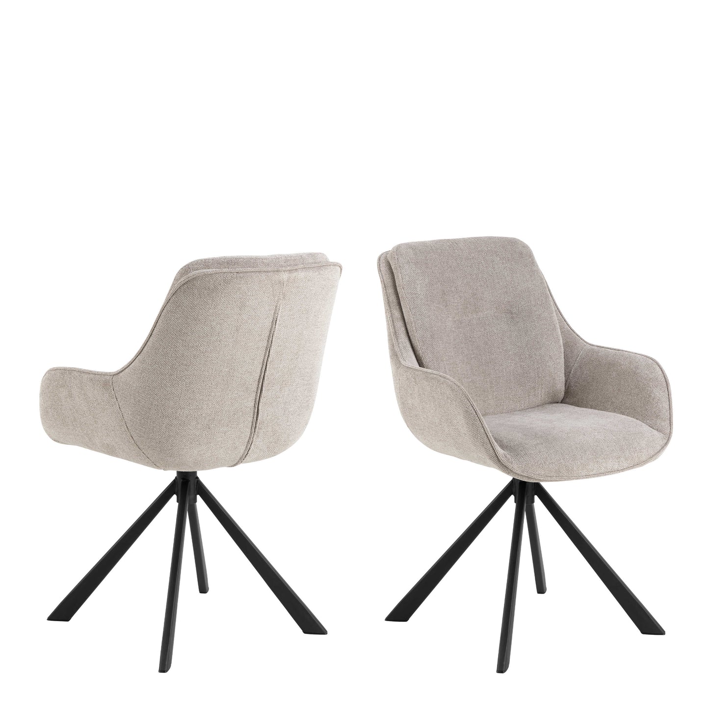 Pebbleseed Set of 2 Sand Upholstered Swivel Dining Chair
