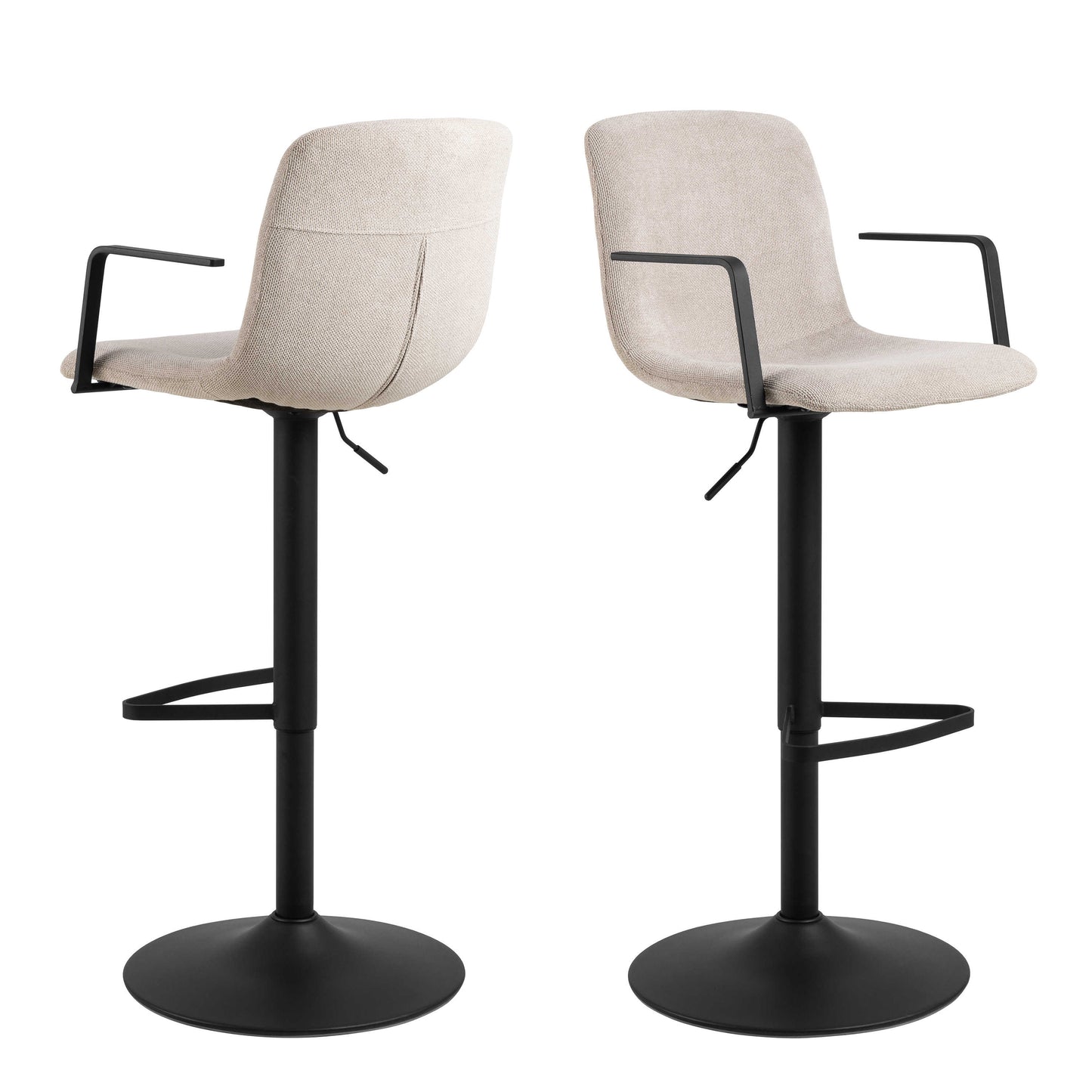 Set of 2 Bamako Swivel Beige Chenille Bar Stool Adjustable Height