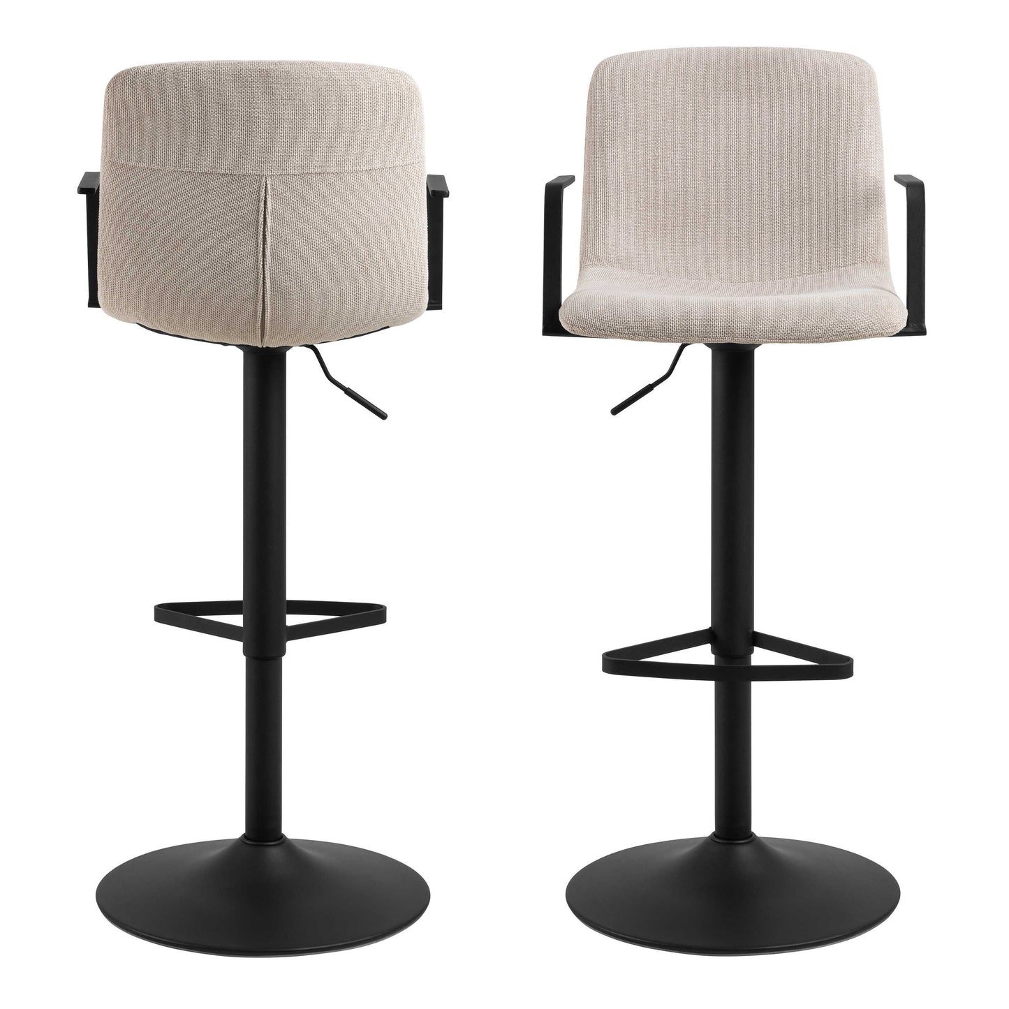 Set of 2 Bamako Swivel Beige Chenille Bar Stool Adjustable Height