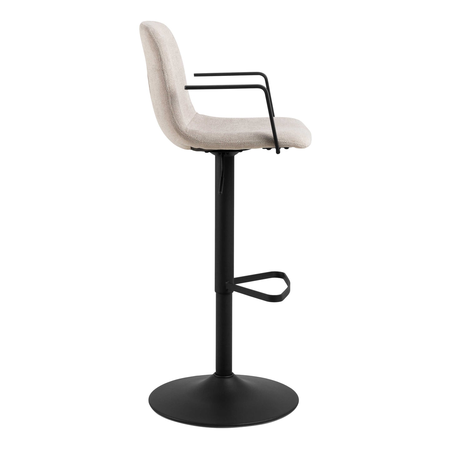 Set of 2 Bamako Swivel Beige Chenille Bar Stool Adjustable Height