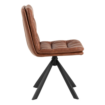 Set of 2 Havdrup Tan Brown Faux Leather Swivel Dining Chairs