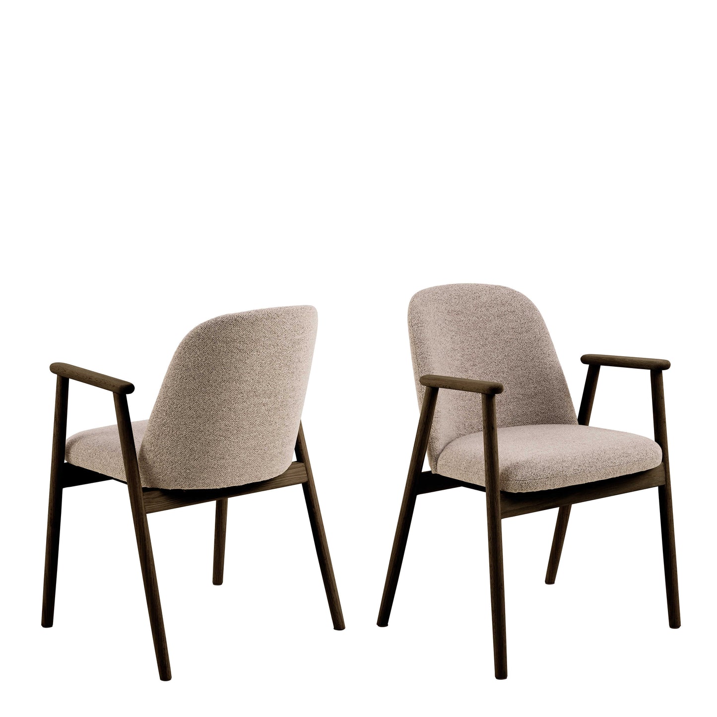 Set of 2 Kampala Beige Monza Upholstered Dining Chairs With Armrest